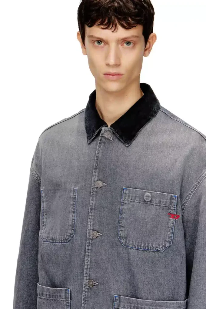 d-stack-u-l Giacca in denim stile utility con colletto a contrasto d-stack-u-l Giacca in denim stile utility con colletto a contrasto
