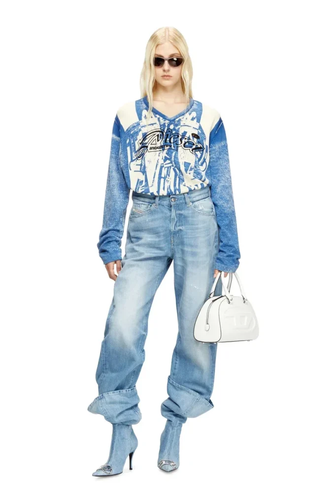 d-venus kb large Stivali al ginocchio larghi D-Venus in denim