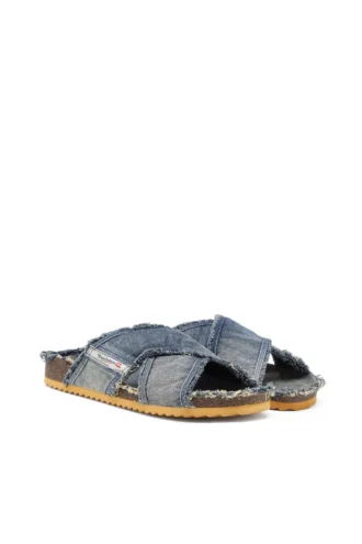d-woodstock cross D-Woodstock-Crossover ciabatte in denim sfrangiato