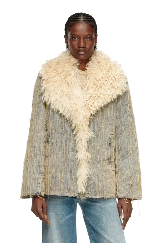 de-aconic-s Giacca in denim jacquard con fili fluttuanti de-aconic-s Giacca in denim jacquard con fili fluttuanti