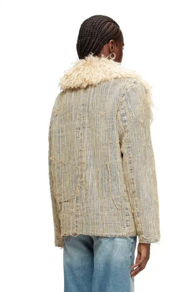 de-aconic-s Giacca in denim jacquard con fili fluttuanti de-aconic-s Giacca in denim jacquard con fili fluttuanti