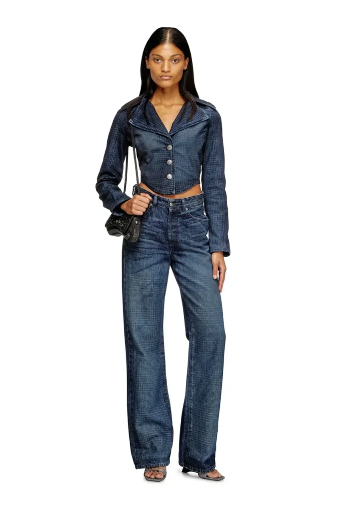 de-ali-s Giacca corta in denim Principe di Galles de-ali-s Giacca corta in denim Principe di Galles