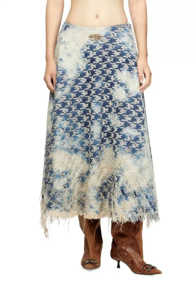 de-annet-fsh1 Gonna midi in denim con trama pied-de-poule de-annet-fsh1 Gonna midi in denim con trama pied-de-poule