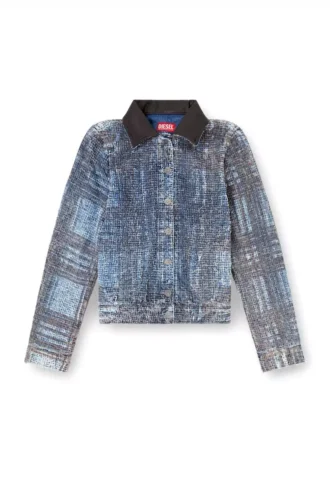 de-ateli-s Giacca corta in denim bouclé grafico