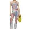 de-ciri-fse Canotta in denim devoré con fiori de-ciri-fse Canotta in denim devoré con fiori