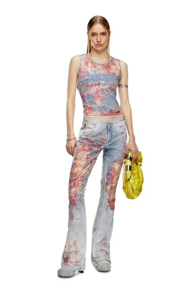 de-ciri-fse Canotta in denim devoré con fiori de-ciri-fse Canotta in denim devoré con fiori
