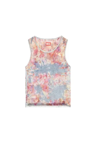 de-ciri-fse Canotta in denim devoré con fiori