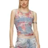 de-ciri-fse Canotta in denim devoré con fiori de-ciri-fse Canotta in denim devoré con fiori