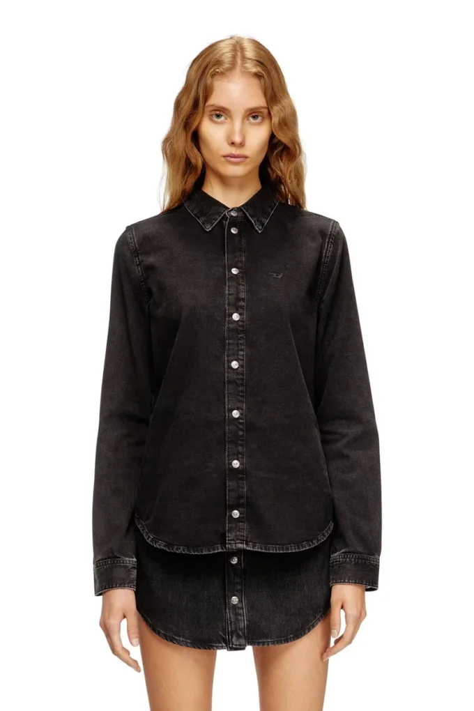 de-eazy Camicia in denim con cuciture a contrasto