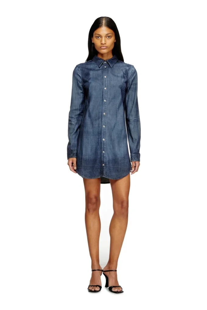 de-eazy dress-s Abito chemisier in fluido denim Principe di Galles