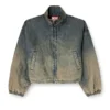 de-flower-s Giacca con zip in denim sfumato fluido
