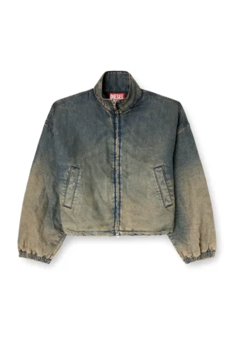 de-flower-s Giacca con zip in denim sfumato fluido
