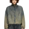 de-flower-s Giacca con zip in denim sfumato fluido