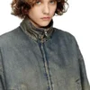 de-flower-s Giacca con zip in denim sfumato fluido
