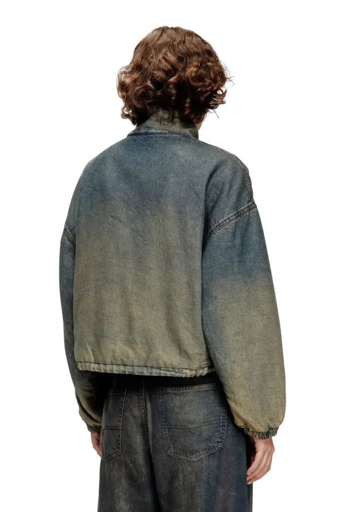 de-flower-s Giacca con zip in denim sfumato fluido