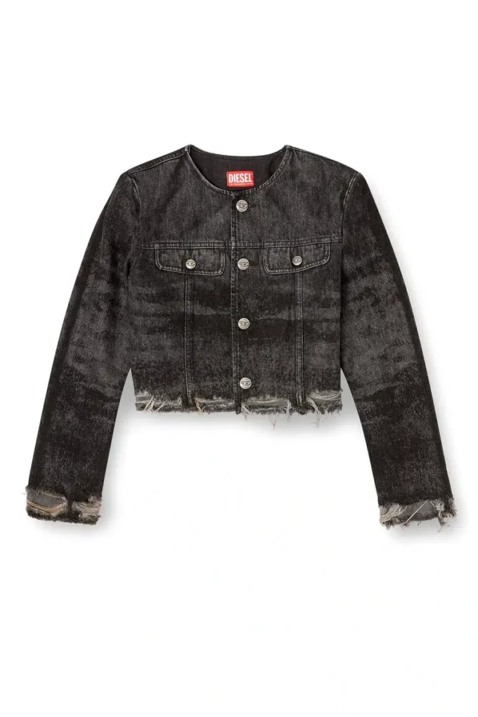de-graffy-fsh Giacca in denim di cotone e canapa lavorato al laser de-graffy-fsh Giacca in denim di cotone e canapa lavorato al laser