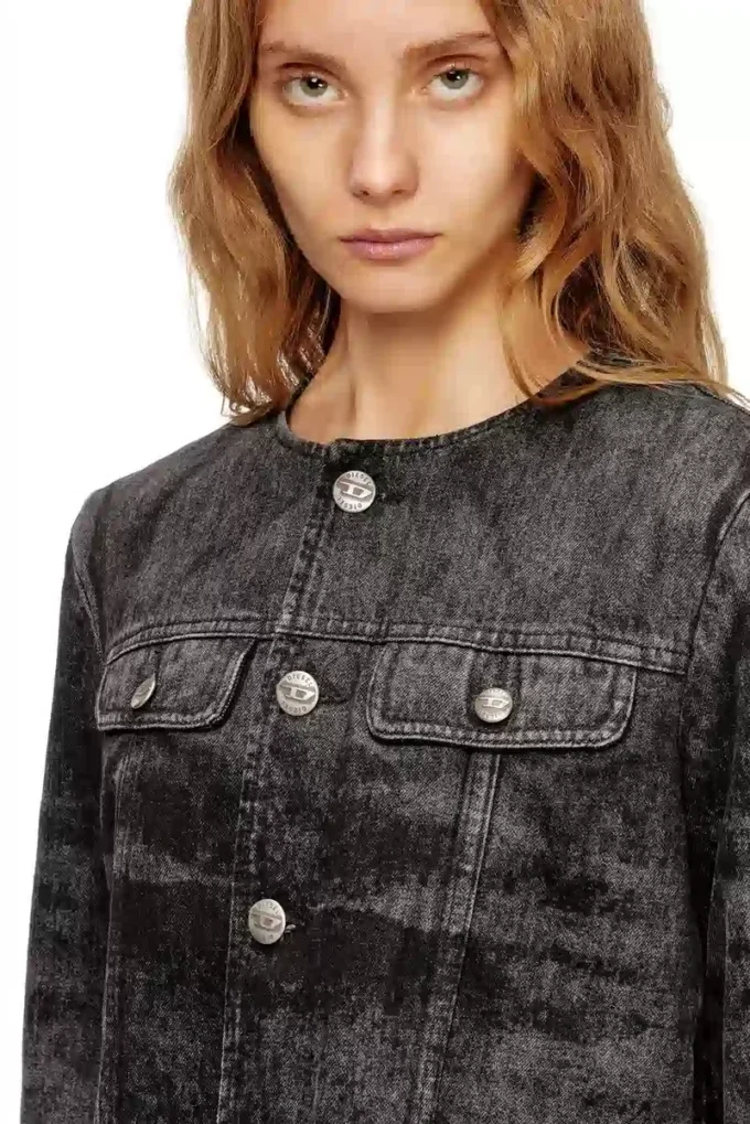 de-graffy-fsh Giacca in denim di cotone e canapa lavorato al laser de-graffy-fsh Giacca in denim di cotone e canapa lavorato al laser