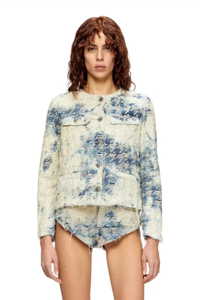de-grafy-fsh Giacca in denim con trama pied-de-poule de-grafy-fsh Giacca in denim con trama pied-de-poule