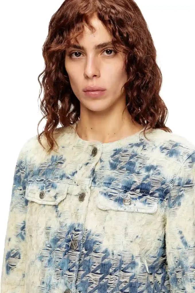 de-grafy-fsh Giacca in denim con trama pied-de-poule de-grafy-fsh Giacca in denim con trama pied-de-poule