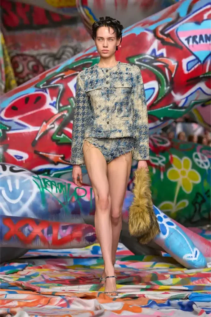 de-grafy-fsh Giacca in denim con trama pied-de-poule de-grafy-fsh Giacca in denim con trama pied-de-poule