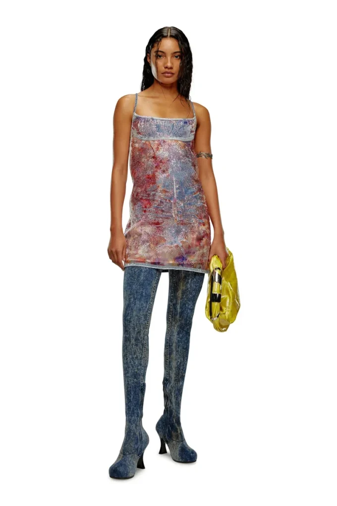 de-held-short-fse Abito midi con spalline in denim con paillettes de-held-short-fse Abito midi con spalline in denim con paillettes