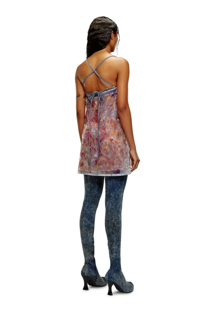 de-held-short-fse Abito midi con spalline in denim con paillettes de-held-short-fse Abito midi con spalline in denim con paillettes