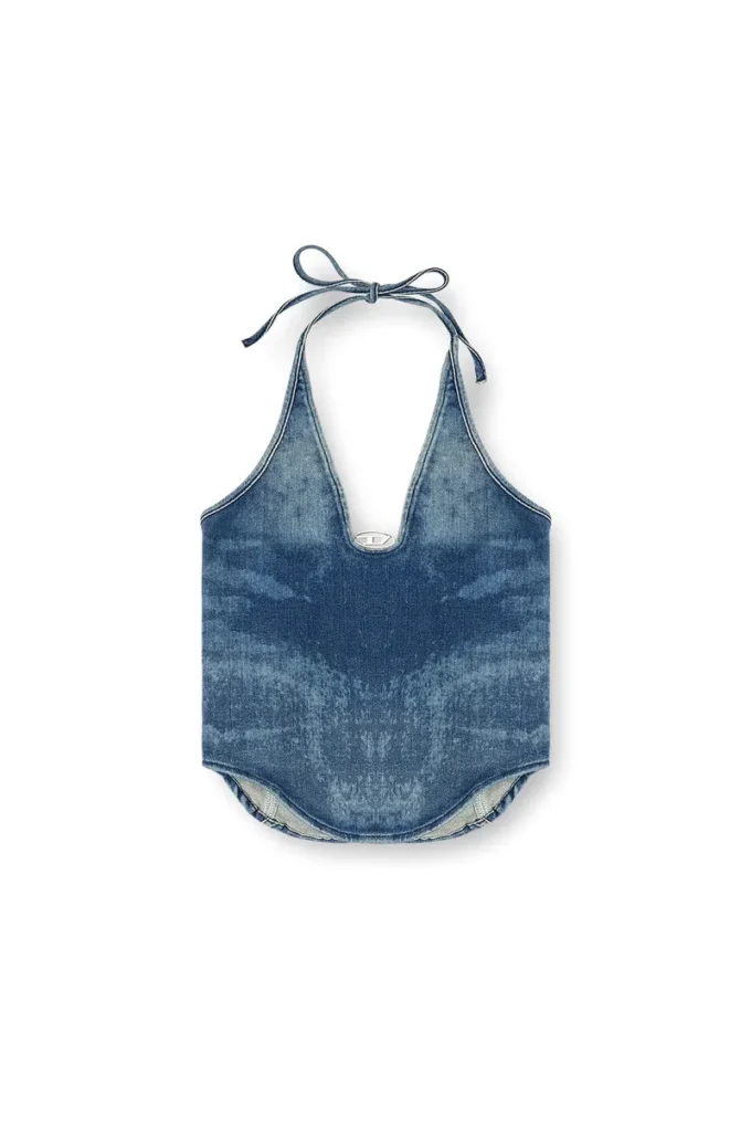 de-janice-s Top con scollo all’americana in denim Reform de-janice-s Top con scollo all’americana in denim Reform