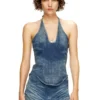 de-janice-s Top con scollo all’americana in denim Reform de-janice-s Top con scollo all’americana in denim Reform