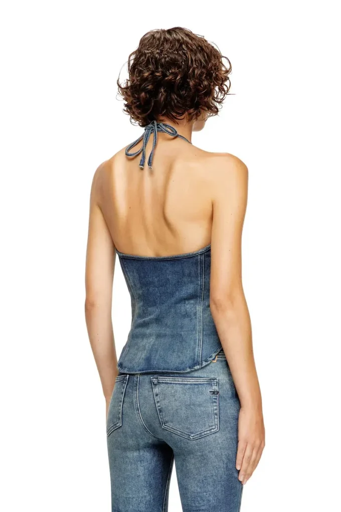 de-janice-s Top con scollo all’americana in denim Reform de-janice-s Top con scollo all’americana in denim Reform