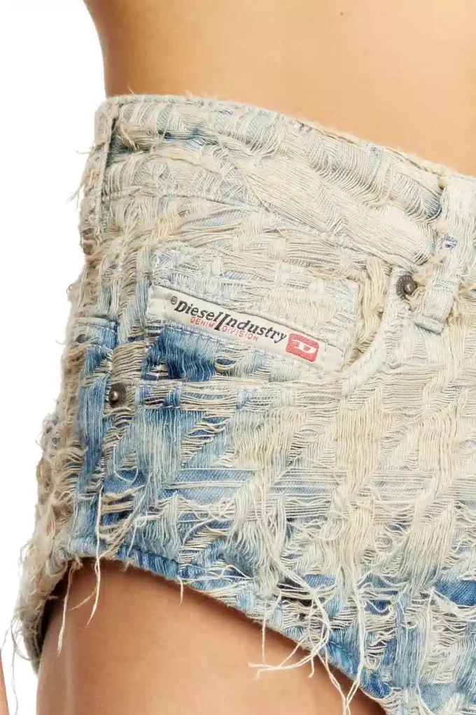 de-jizz-fsh1 Shorts in denim con trama pied-de-poule de-jizz-fsh1 Shorts in denim con trama pied-de-poule