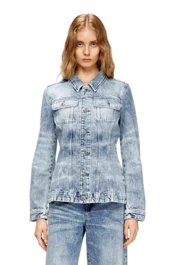 de-katerin-fsh Giacca aderente in denim di cotone e canapa lavorato al laser de-katerin-fsh Giacca aderente in denim di cotone e canapa lavorato al laser