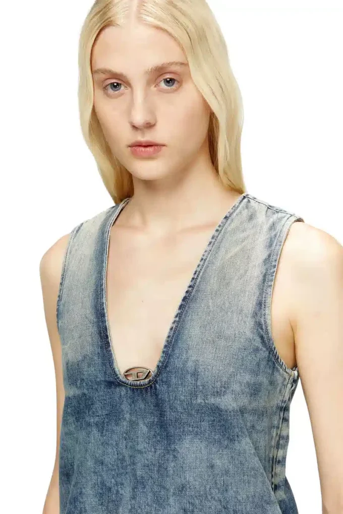 de-laris-dress-s Abito corto in denim marmorizzato de-laris-dress-s Abito corto in denim marmorizzato