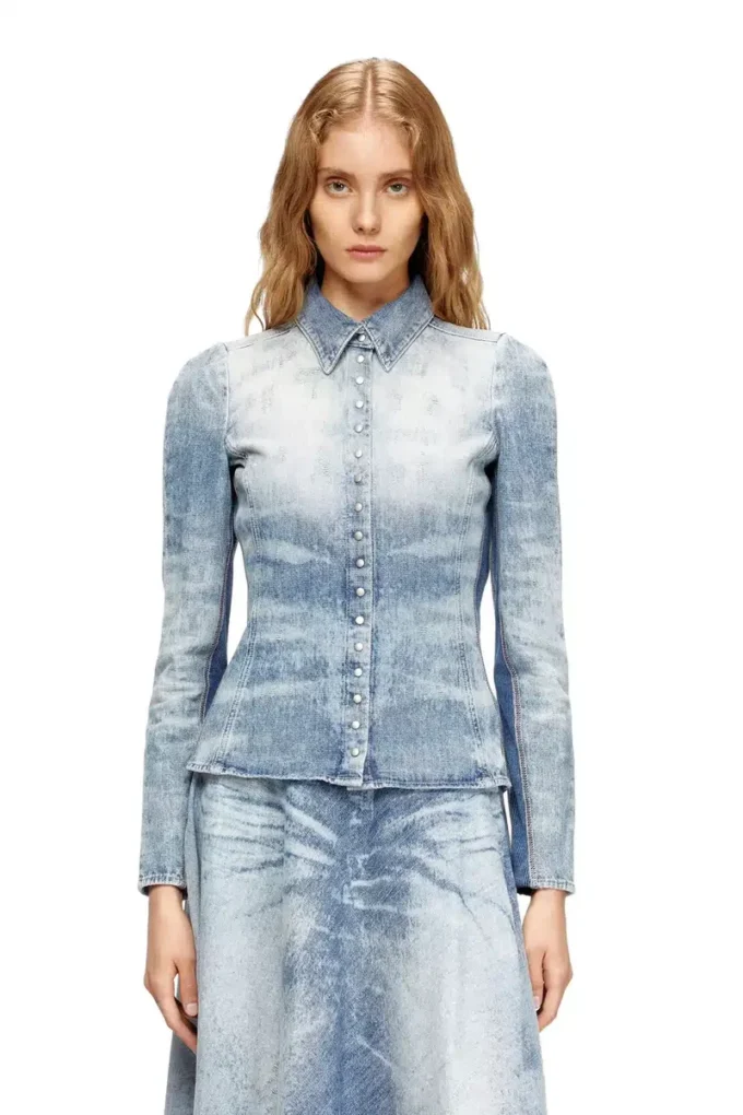 de-masly-fsh Camicia in denim effetto nido d’ape consumato