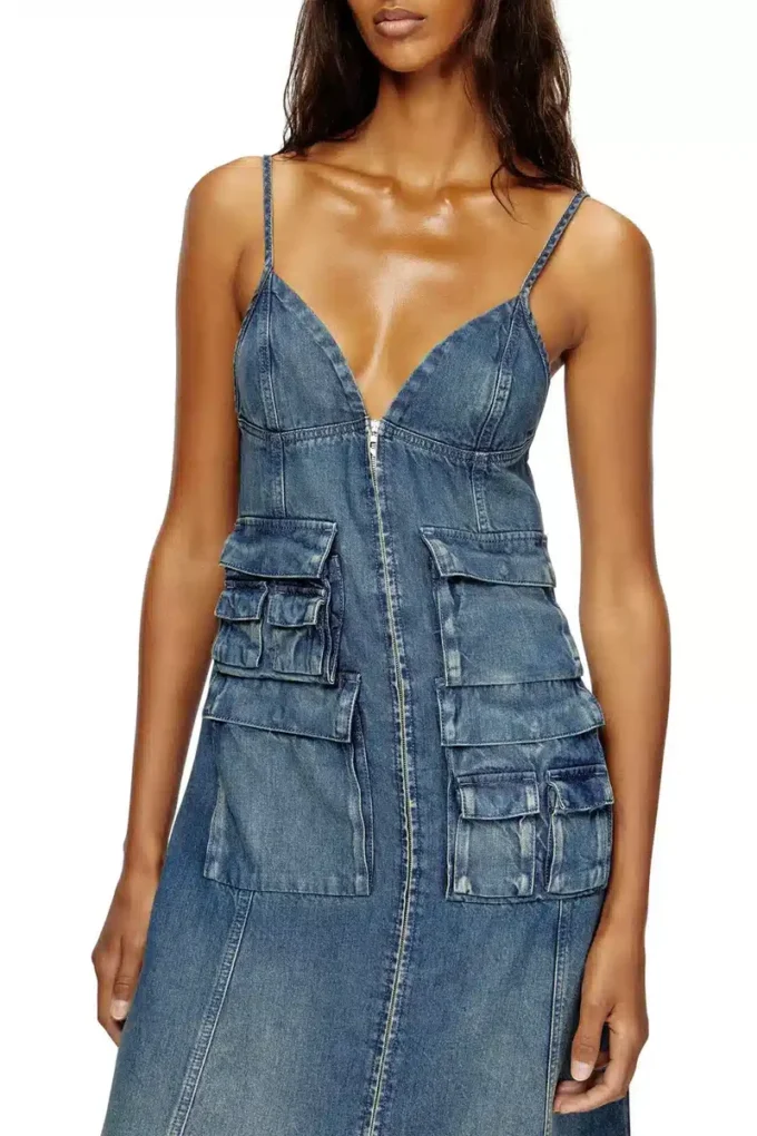 de-melvi-s Abito in denim fluido lavorato al laser de-melvi-s Abito in denim fluido lavorato al laser