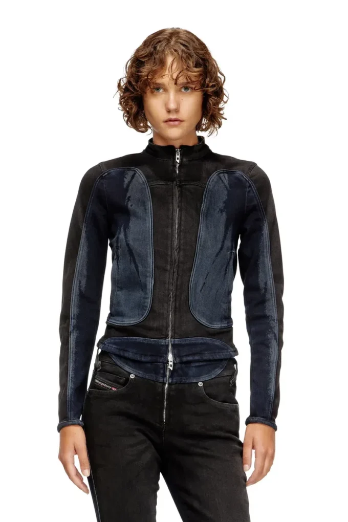 de-morny-s Giacca stile biker in denim bicolore de-morny-s Giacca stile biker in denim bicolore
