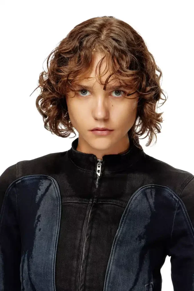 de-morny-s Giacca stile biker in denim bicolore de-morny-s Giacca stile biker in denim bicolore