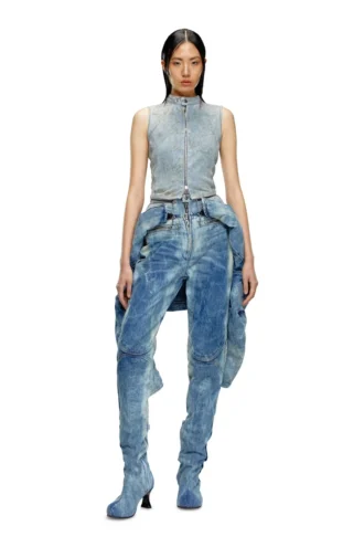 de-nata-fse Top in denim seconda pelle con dettagli biker
