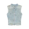 de-nata-fse Top in denim seconda pelle con dettagli biker de-nata-fse Top in denim seconda pelle con dettagli biker