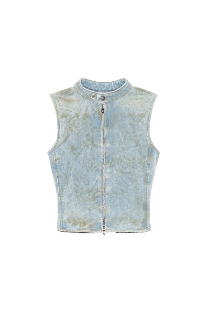 de-nata-fse Top in denim seconda pelle con dettagli biker de-nata-fse Top in denim seconda pelle con dettagli biker