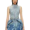 de-nata-fse Top in denim seconda pelle con dettagli biker de-nata-fse Top in denim seconda pelle con dettagli biker