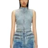 de-nata-fse Top in denim seconda pelle con dettagli biker de-nata-fse Top in denim seconda pelle con dettagli biker