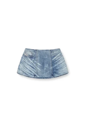 de-nora-fsh Gonna a cintura in denim di cotone e canapa lavorato al laser