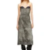 de-olivia-fsh Abito midi in denim con trama pied-de-poule