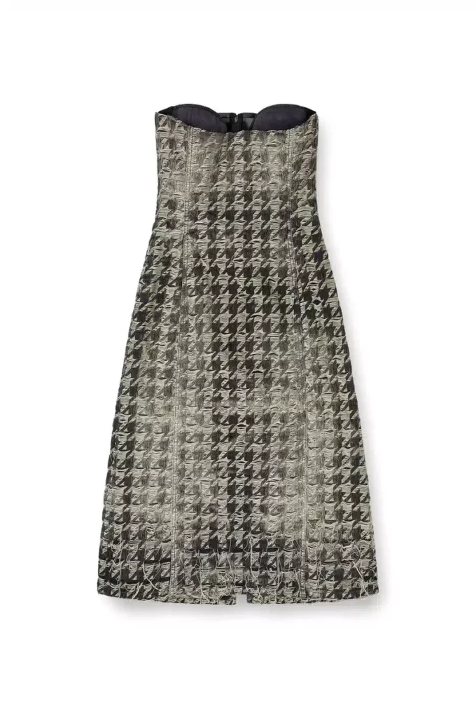 de-olivia-fsh Abito midi in denim con trama pied-de-poule