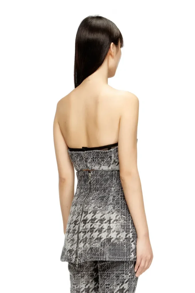 de-orset-fsh1 Basque in denim jacquard Principe di Galles de-orset-fsh1 Basque in denim jacquard Principe di Galles