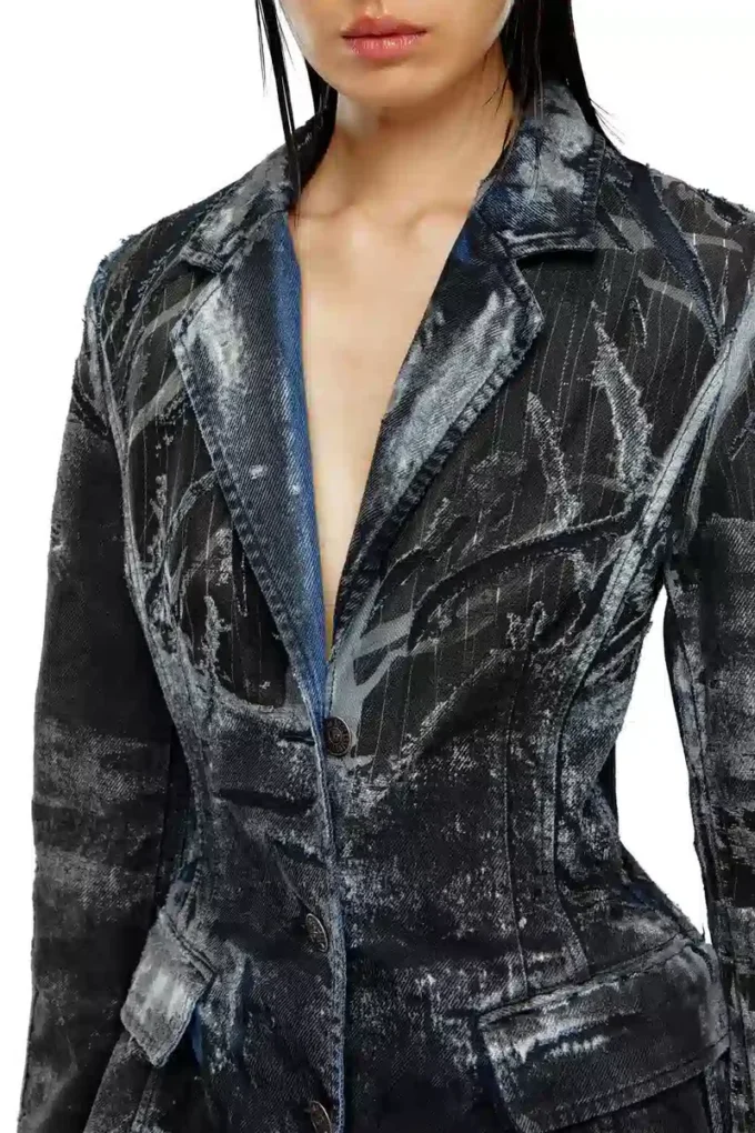 de-pia-fse Cappotto in denim devoré gessato de-pia-fse Cappotto in denim devoré gessato