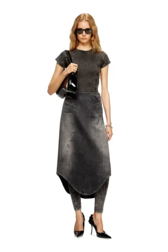 de-plumy-s Gonna midi in denim con effetto ombra