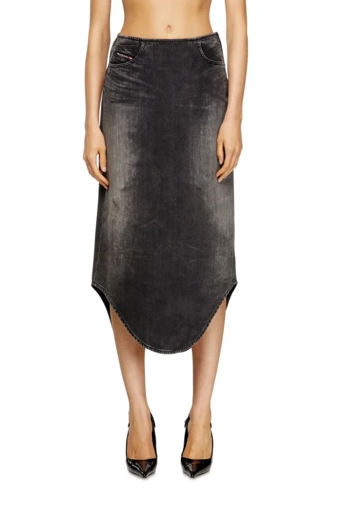 de-plumy-s Gonna midi in denim con effetto ombra de-plumy-s Gonna midi in denim con effetto ombra
