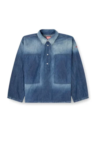 de-priss Top Henley in denim effetto contrasto