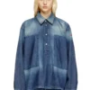 de-priss Top Henley in denim effetto contrasto de-priss Top Henley in denim effetto contrasto